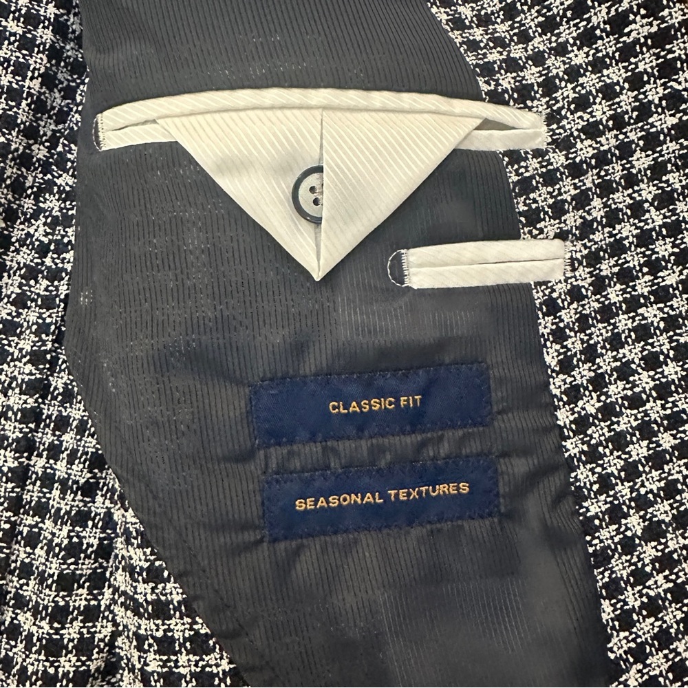 Stafford Classic Fit Sport Coat Blazer Jacket Men’s Size 40R Navy Check - Picture 12 of 15